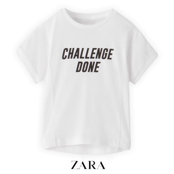 ZARA Kids | White | FLOWY TEXT DETAIL T-SHIRT - Picture 1 of 4